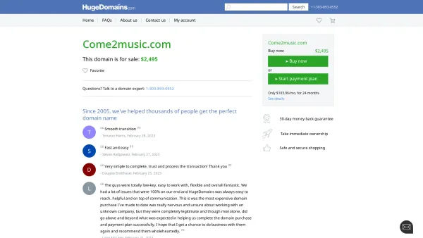 Website Screenshot: come2music - Come2music.com is for sale | HugeDomains - Date: 2023-06-22 12:13:21