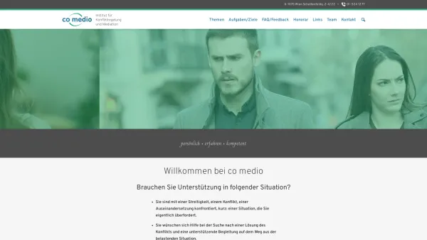 Website Screenshot: Institut f. Konfliktregelung & Mediation in Wien, NÖ und dem Bgld. - co medio - Institut für Konfliktregelung u. Mediation - Date: 2023-06-22 12:13:21