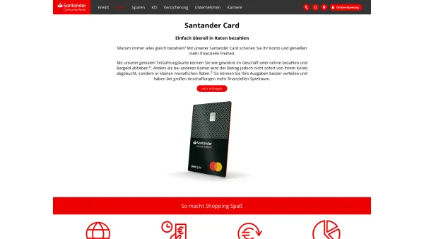 Website Screenshot: bei ComfortCard - Die neue Santander Card | Santander Consumer Bank Österreich - Date: 2023-06-22 12:13:21