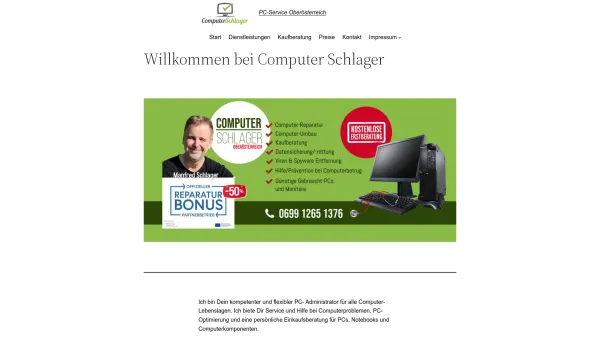 Website Screenshot: Manfred Schlager Dienstleistungen in der automatischen Datenverarbeitung und Informationstechnik - PC-Service Oberösterreich – für Oberösterreich - Date: 2023-06-22 12:13:21