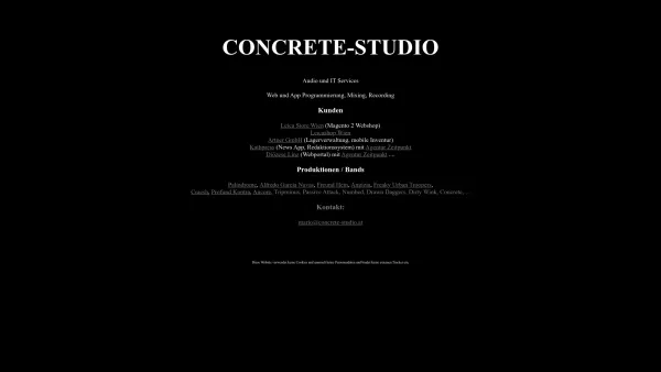 Website Screenshot: Concrete Studio Tonstudio, Musikproduktion - Conrete - Studio - Date: 2023-06-14 10:47:18