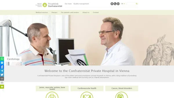 Website Screenshot: Privatklinik Confraternität Josefstadt Eine Humanomed Privatklinik - The best in medical care - Confraternität Private Hospital, Vienna, Austria - Date: 2023-06-15 16:02:34