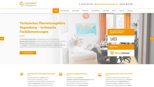 Website Screenshot: Connect-Sprachenservice GmbH - Übersetzungsbüro Regensburg | Connect-Sprachenservice GmbH - Date: 2023-06-22 15:10:46