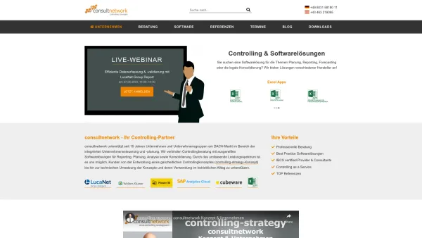 Website Screenshot: consultnetwork Controllingberatung und -dienstleistung GmbH - consultnetwork | Ihr Controlling-Partner - Date: 2023-06-22 15:00:14