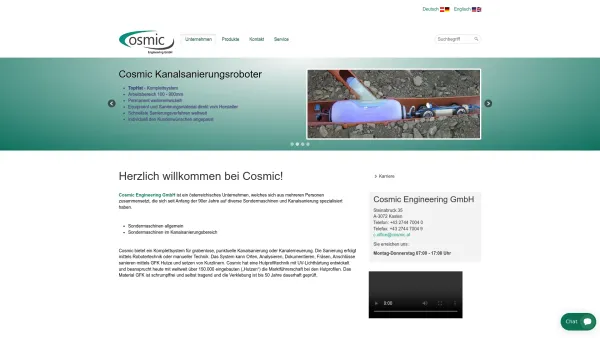 Website Screenshot: COSMIC Sondermaschinenbau GmbH - Cosmic Engineering Kompettsystem für Kanalsanierung - Date: 2023-06-22 15:10:45
