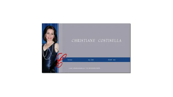 Website Screenshot: Christiane Costisella
Professionelle Sängerin für Klassik, Soul und Jazz. - Christiane Costisella - Sängerin für Jazz,Soul,Pop,Filmhits und klassischen Gesang. - Date: 2023-06-22 15:10:45