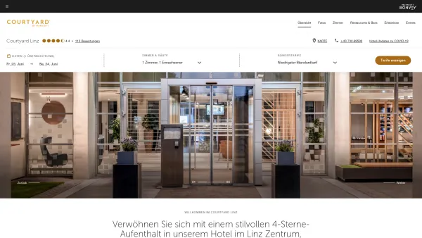 Website Screenshot: Courtyard by Marriott Linz - Umweltfreundliches Premiumhotel in Linz | Courtyard Linz - Date: 2023-06-26 10:26:13