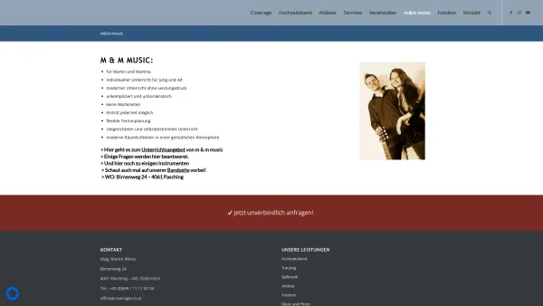 Website Screenshot: M & M Music Musikschule und mehr - m & m music - Musikunterricht | Coverage - Coverband/Tanzband OÖ - Date: 2023-06-22 15:15:40
