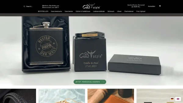 Website Screenshot: Cowstyle - Gravierbare Lederaccessoires | COWstyle Lederschmuck Armbänder Uhren | Graz AUT - Date: 2023-06-15 16:02:34