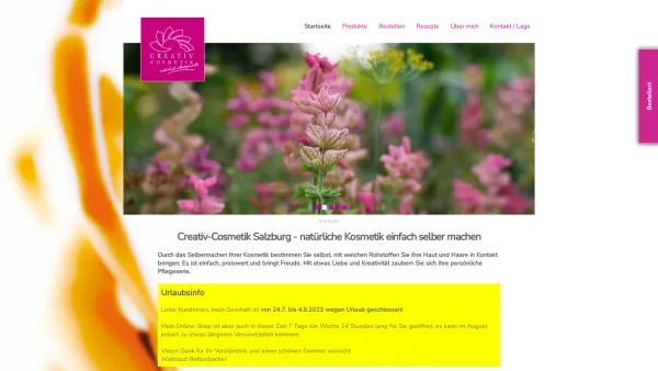 Website Screenshot: CreativCosmetik Waltraud Rettenbacher - Naturkosmetik selber machen: Online Shop für DIY Kosmetik, Kosmetische Rohstoffe Salzburg - Date: 2023-06-26 10:26:13