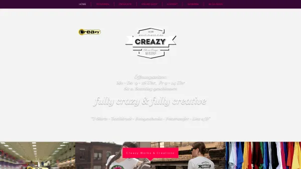 Website Screenshot: Creazydesign-Infoweb - individueller Textildruck - Creazy Design - Linz - Date: 2023-06-22 15:00:15