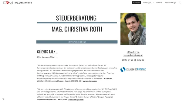 Website Screenshot: CRM Steuerberatung Mag. Christian Roth Wirtschaftstreuhänder Steuerberater Unternehmensberater - MAG. CHRISTIAN ROTH - Date: 2023-06-22 15:00:15
