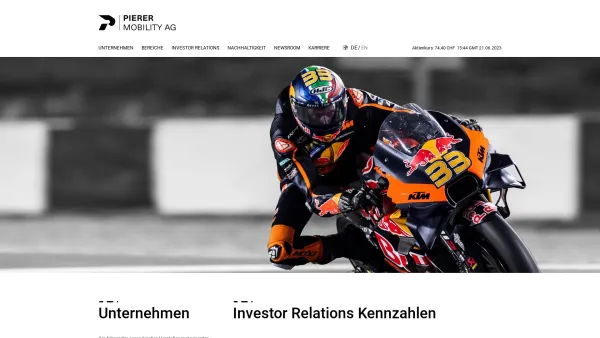 Website Screenshot: KTM Sportmotorcycle Kronreif Trunkenpolz Mattighofen Austria Österreich Stallhofnerstraße Sportminicycles Motocross SX Offroad Adv - Home | PIERER Mobility AG - Date: 2023-06-22 15:00:15