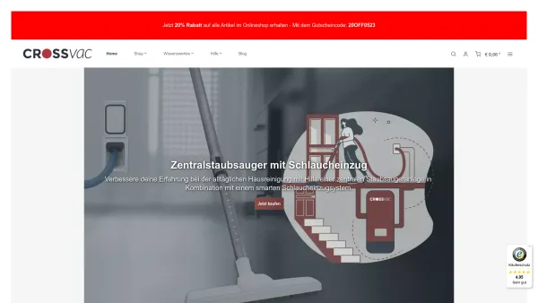 Website Screenshot: CANEUS Handels GmbH - Zentralstaubsauger Zubehör & Staubsaugeranlage bei crossvac.at kaufen - Date: 2023-06-22 15:00:15
