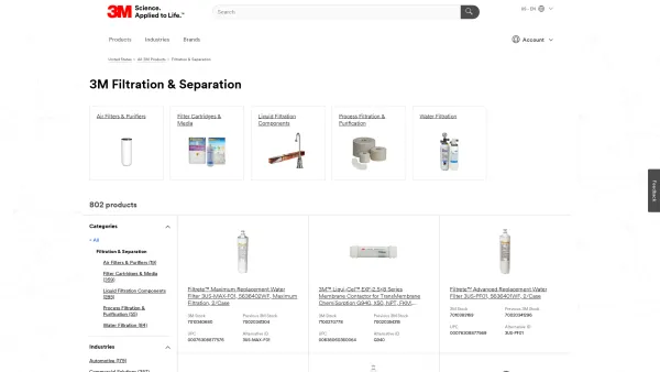 Website Screenshot: Fluid thinking from the world leader for fluid purification CUNO - 3M Filtration & Separation | 3M United States - Date: 2023-06-22 15:10:46
