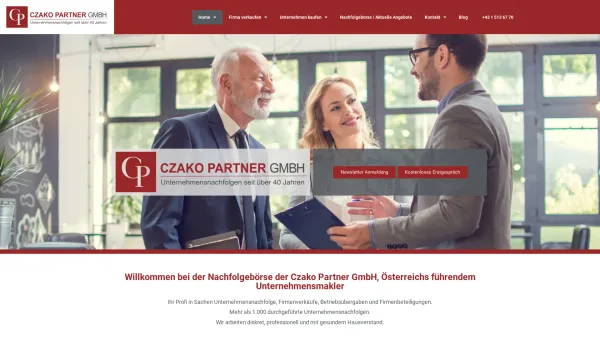 Website Screenshot: Czako Partner GmbH Österreichs führender Firmenmakler, Spezialist für Firmenverkauf, Betriebsnachfolge - Czako Partner GmbH: Nachfolgebörse, Unternehmensverkauf - Date: 2023-06-22 15:10:47