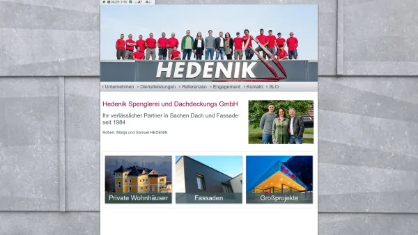Website Screenshot: Hedenik - Spenglerei und Dachdeckungs GmbH - Startseite - Hedenik | Home | Dach Hedenik - Date: 2023-06-22 15:00:15