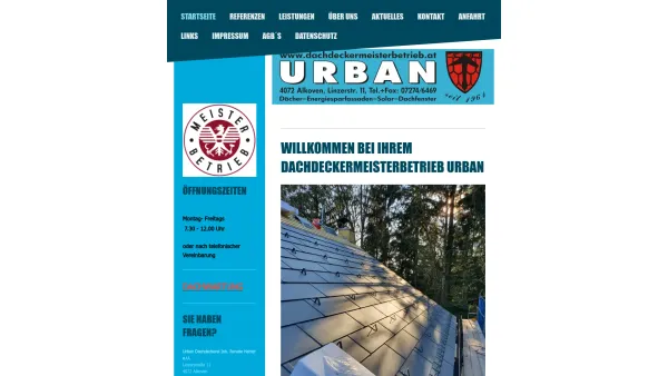 Website Screenshot: Otto Urban, Dachdeckerei - Urban Dachdeckerei Inh. Renate Harrer e.U. - Startseite - Date: 2023-06-14 10:39:20