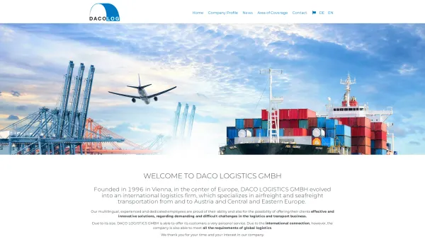 Website Screenshot: Daco Logistics GmbH - Dacolog - Luft- und Seeverkehr von und nach Österreich und Mittel-/Osteuropa | DACO LOGISTICS GMBH - Date: 2023-06-22 12:13:39