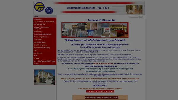 Website Screenshot: Daemmstoff-Discounter - Dämmstoff Diskounter, Vollwärmeschutz, günstig dämmen - Date: 2023-06-15 16:02:34