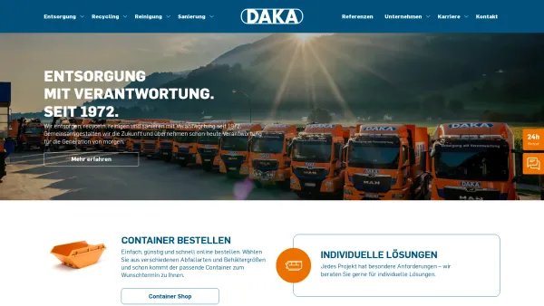 Website Screenshot: DAKA Entsorgung mit Verantwortung - Startseite - DAKA - Schwaz - Date: 2023-06-22 15:00:15