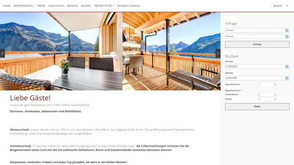 Website Screenshot: Damüls Appartements - Appartement im Bregenzerwald | Damüls Appartements | Damüls Appartements - Date: 2023-06-22 15:00:15