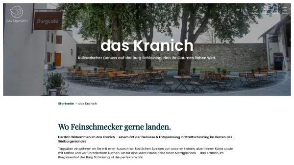 Website Screenshot: das Kranich - Burghotel Schlaining | das Kranich Restaurant - Date: 2023-06-26 10:26:13