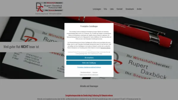 Website Screenshot: Rupert Daxböck MBA, Steuerberater - Startseite - Rupert Daxböck - Date: 2023-06-15 16:02:34