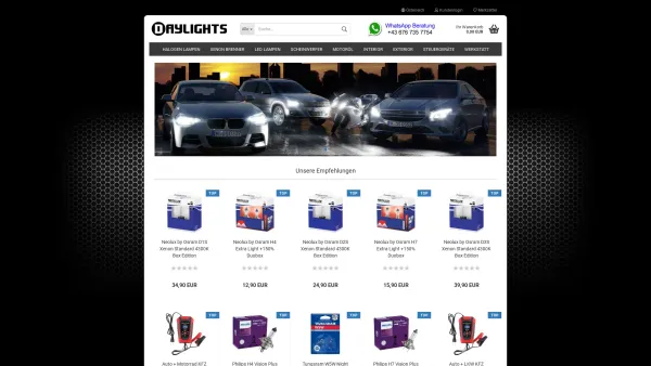 Website Screenshot: Daylights Car & Home - Daylights Austria - Autolampen und Xenon Brenner online kaufen - Date: 2023-06-15 16:02:34