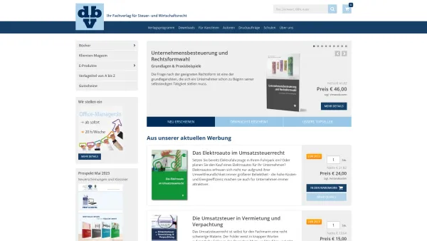 Website Screenshot: dbv Verlag für die Technische Universität - dbv - Fachverlag für Steuer- und Wirtschaftsrecht - Date: 2023-06-15 16:02:34