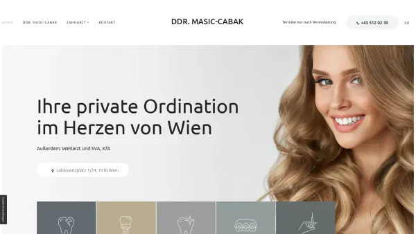 Website Screenshot: Masic-Cabak Vera Neue Seite 1 - Zahnarztpraxis für Privatpatienten in Wien | DDr. Masic-Cabak - Date: 2023-06-22 15:00:16
