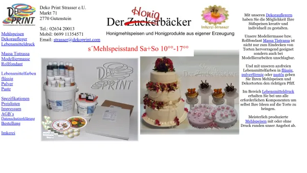 Website Screenshot: DEKO PRINT Werbung bis zum letzten Biss - Konditoreibedarf und Honig - Date: 2023-06-22 15:13:17