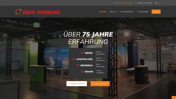 Website Screenshot: DEKO WERBUNG GesmbH GRAFIK, DESIGN, MESSEBAU - Messebau-Spezialist für Österreich und Europa | DEKO WERBUNG - Date: 2023-06-15 16:02:34