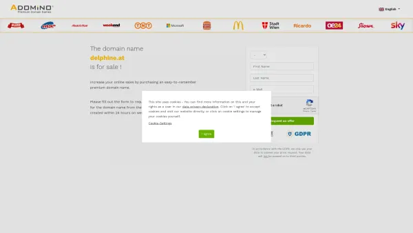 Website Screenshot: DELPHINE Helmut Neue Seite 1 - Adomino Premium Domain Names - Date: 2023-06-22 15:10:47