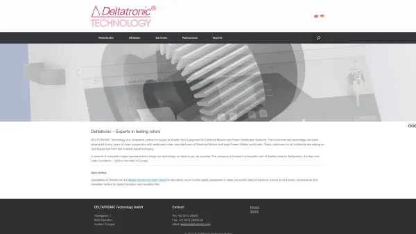 Website Screenshot: DELTATRONIC Technology Experts in testing rotors - Deltatronic - Rotortest - Rotor Quality Analyzer - Oiltester - Date: 2023-06-22 15:10:47