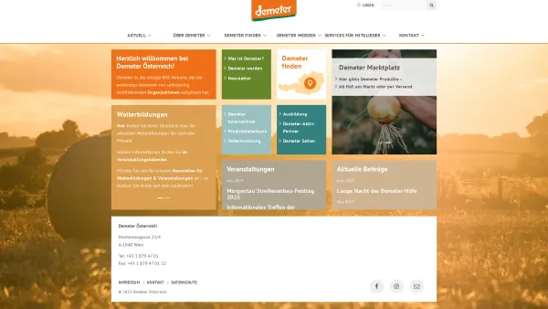 Website Screenshot: Österreichischer Demeter-Bund - Home - Demeter Österreich - Date: 2023-06-22 15:10:47