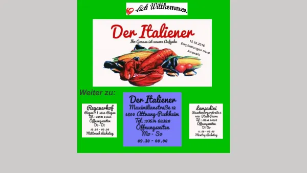 Website Screenshot: Der Italiener Attnang - Das Spezialitätenrestaurant "Der Italiener" - Date: 2023-06-22 15:00:16