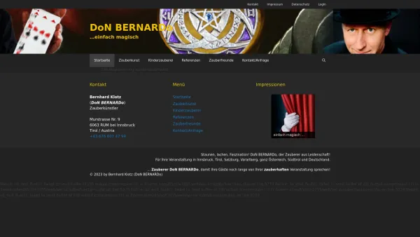 Website Screenshot: Don Bernardo der Zauberer - Willkommen bei Zauberer DoN BERNARDo - DoN BERNARDo - Date: 2023-06-14 10:39:23