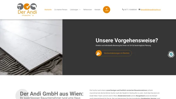 Website Screenshot: Der Andi machts e.U. - Handwerker und Bauunternehmer im Raum Wien | Der Andi GmbH - Date: 2023-06-26 10:26:13