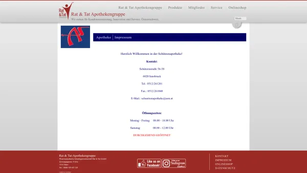 Website Screenshot: Mag. pharm. Georg Schützenapotheke Innsbruck - Rat & Tat | Apotheke | Willkommen - Date: 2023-06-22 15:00:16