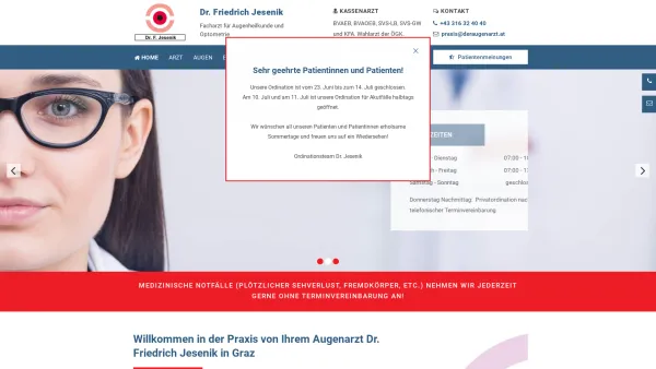 Website Screenshot: ||| www.deraugenarzt.at Dr. Jesenik Dr. Schwarz - Augenarzt Augenarztpraxis Dr. Jesenik OG | Graz - Date: 2023-06-22 15:00:16