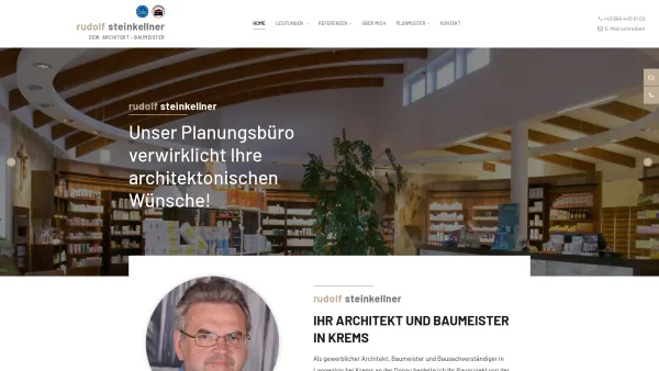 Website Screenshot: BM gew. Architekt Steinkellner Rudolf Architekturbüro Baumeister - Ihr Architekt in Krems - BM gew. Arch. Rudolf Steinkellner - Date: 2023-06-22 15:00:16
