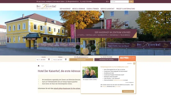 Website Screenshot: Hotel Der Kaiserhof - Der Kaiserhof | Die erste Hotel Adresse in Ried im Innkreis - Date: 2023-06-22 15:00:16