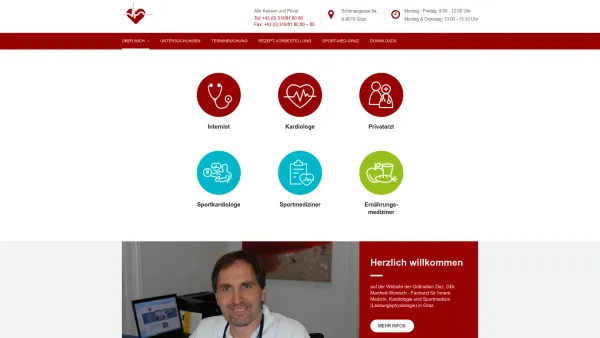 Website Screenshot: Kardiologie, Innere Medizin, Vorsorge - Kardiologe in Graz - Doz. DDr. Manfred Wonisch - Date: 2023-06-14 16:34:26