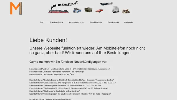 Website Screenshot: Buchhandlung, Antiquariat und Romantausch Nikolaus Mauritz - Dermauritz.at - Startseite - Date: 2023-06-14 10:37:32