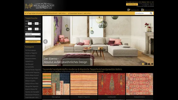 Website Screenshot: Mesgarzadeh Gesellschaft m.b.H. - Teppich online bestellen - moderne & klassische Teppiche & Kelims | www.DerTeppich.com - Date: 2023-06-22 15:10:47