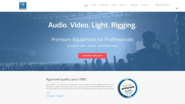 Website Screenshot: Desch Audio Online - Desch Audio. Video. Light. Rigging. Equipment for Professionals - Date: 2023-06-22 15:10:47