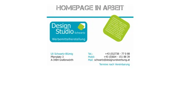 Website Screenshot: Ulrike o~*~o~*~ Design Studio Uli Schwartz *~o~*~o A-3484 Grafenwörth IDEE DESIGN HERSTELLUNG - Designstudio Schwartz - Date: 2023-06-22 15:13:17