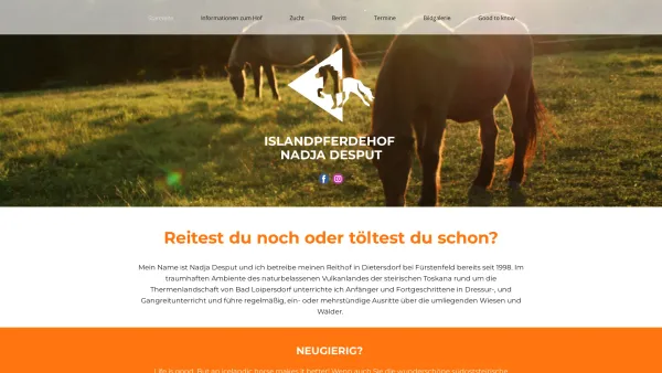 Website Screenshot: Islandpferdehof Nadja Desput - 00 Startseite - Date: 2023-06-22 15:13:17
