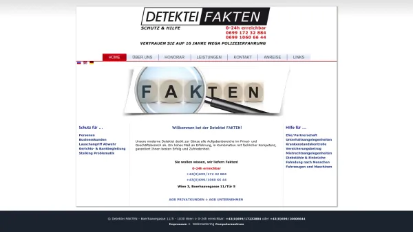 Website Screenshot: Detektei Fakten - Detektiv / Privatdetektiv 1030 Wien - Detektei Fakten Wien - Date: 2023-06-14 10:47:21